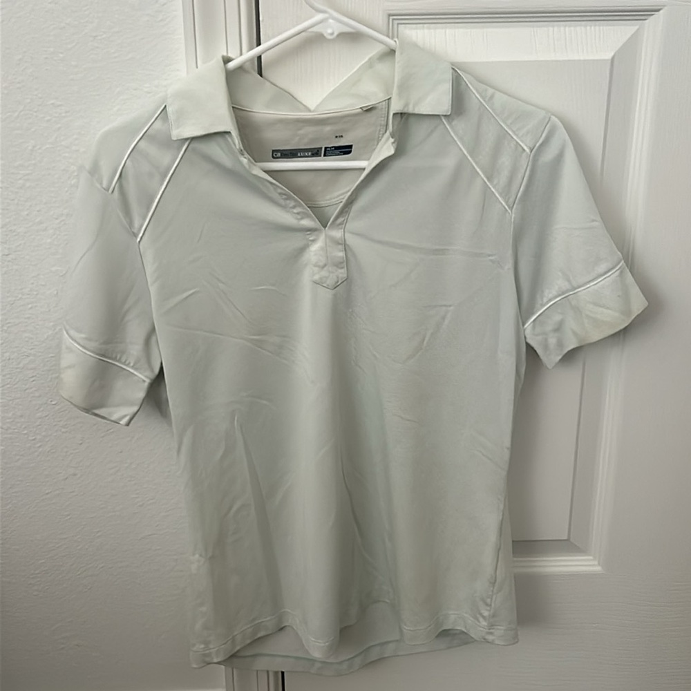 Cutter & Buck Women's White DryTec Short-Sleeve Polo Shirt M
